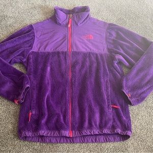 Girls XL The North Face Denali Fleece Purple Pink Fuzzy Soft Full Zip Hiking